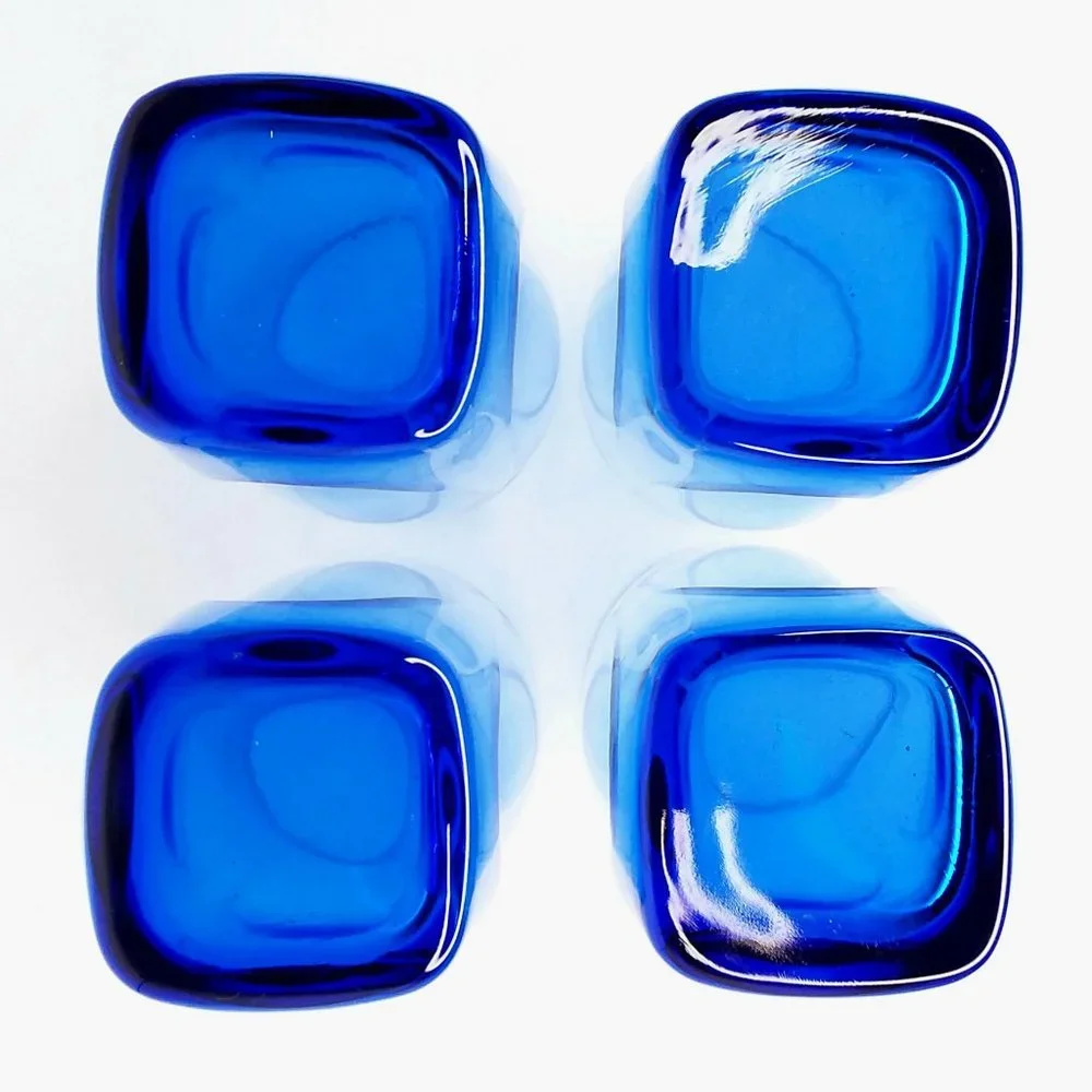 Libbey Melody Coolers Glasses Cobalt Blue 18oz Set of 4 New in Box